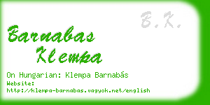 barnabas klempa business card